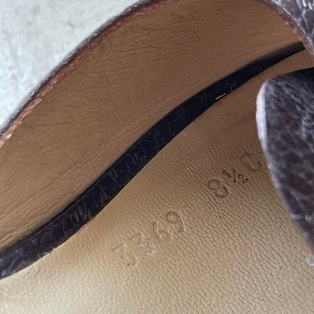 Salvatore Ferragamo Vintage Brown Leather Buckle Wedges Sandals Women's Size 8.5 - Picture 12 of 16